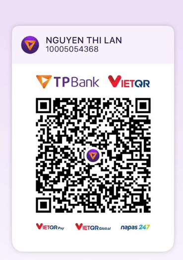 Mã QR TPBank, người nhận Nguyễn Thị Lan, số tài khoản 10005054368